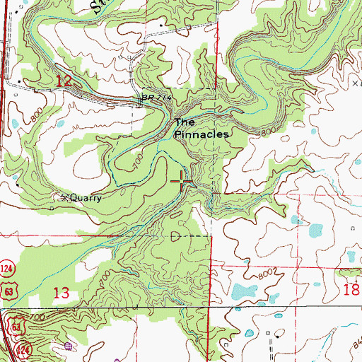 Topographic Map of Kelley Branch, MO