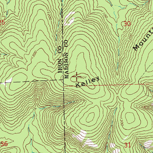 Topographic Map of Kelley Mountain, MO