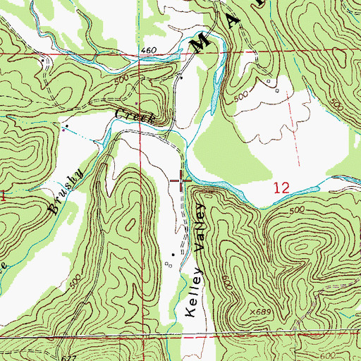 Topographic Map of Kelley Valley, MO
