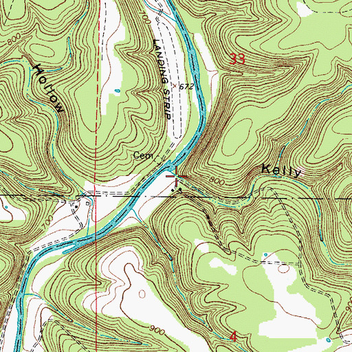 Topographic Map of Kelly Hollow, MO