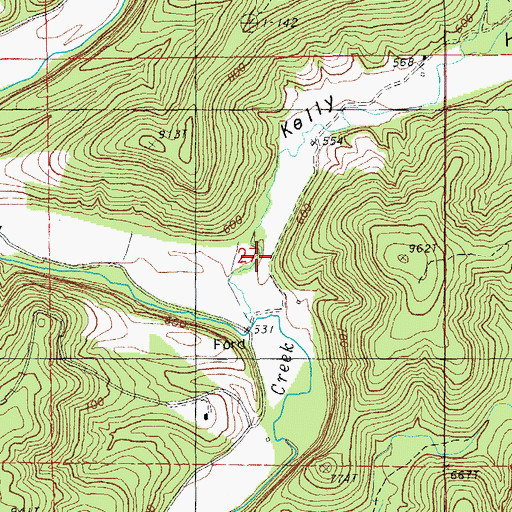 Topographic Map of Kelly Hollow, MO