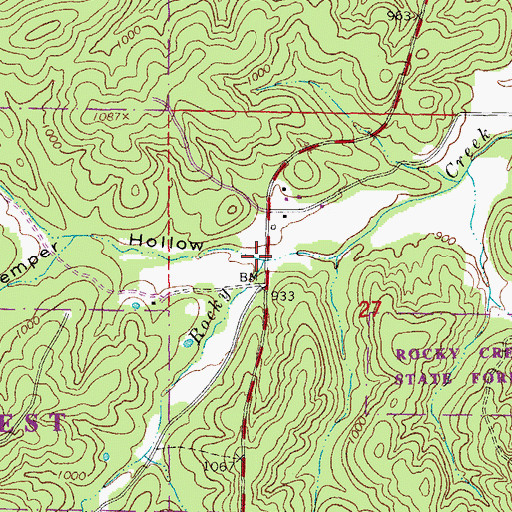 Topographic Map of Kemper Hollow, MO