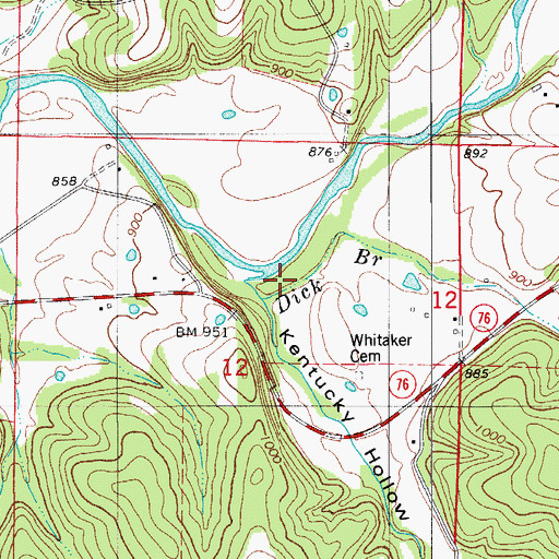 Topographic Map of Kentucky Hollow, MO