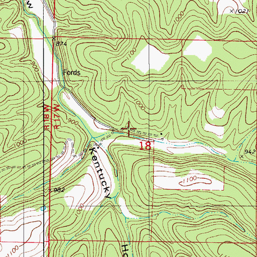 Topographic Map of Kentucky Hollow School (historical), MO