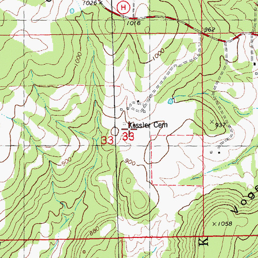 Topographic Map of Kessler Cemetery, MO