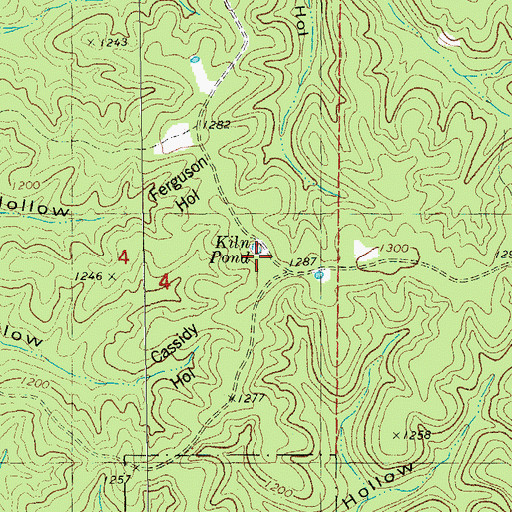 Topographic Map of Kiln Pond, MO