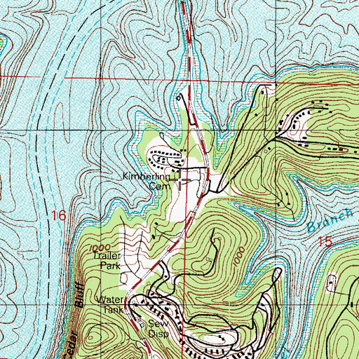 Topographic Map of Kimberling Cemetery, MO