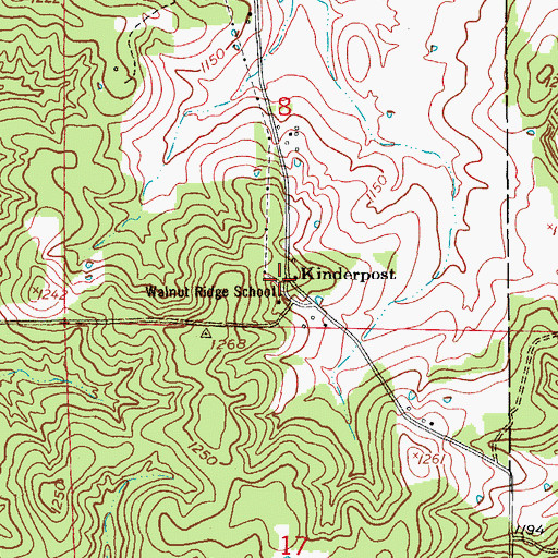 Topographic Map of Kinderpost, MO