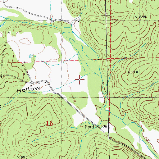 Topographic Map of King Hollow, MO