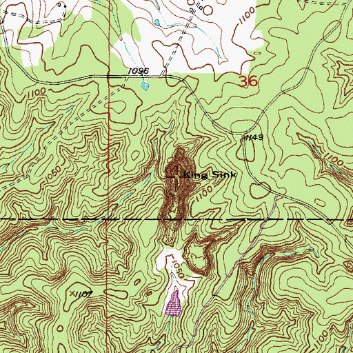 Topographic Map of King Sink, MO