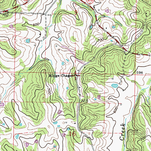 Topographic Map of Kings Chapel, MO