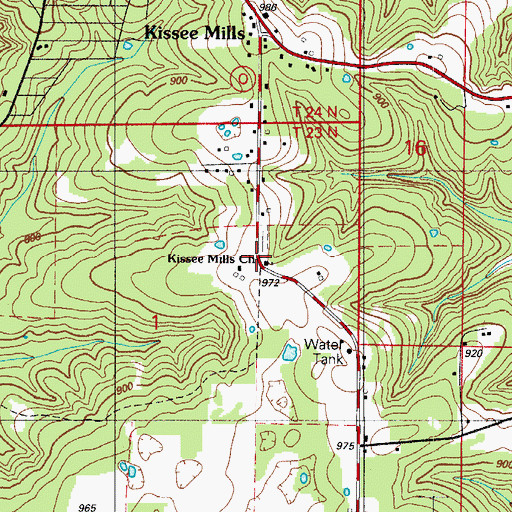 Topographic Map of Kissee Mills Church, MO