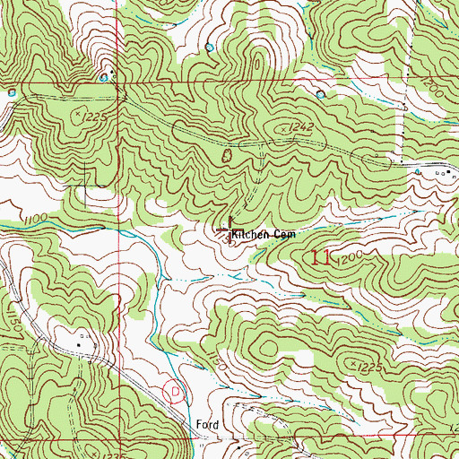 Topographic Map of Kitchen Cemetery, MO