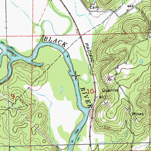 Topographic Map of Knox Branch, MO