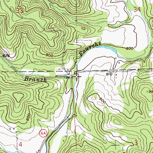 Topographic Map of Knox Branch, MO