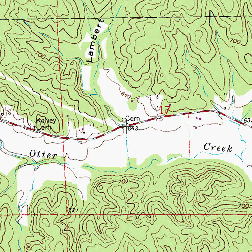 Topographic Map of Lambert Hollow, MO
