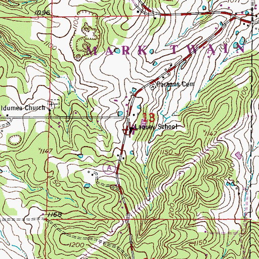 Topographic Map of Laquey School, MO