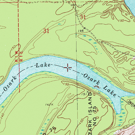 Topographic Map of Ozark Lake, AR