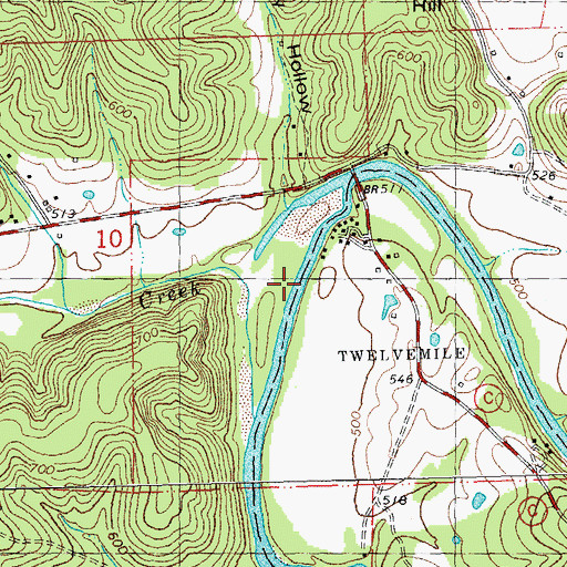 Topographic Map of Leatherwood Creek, MO