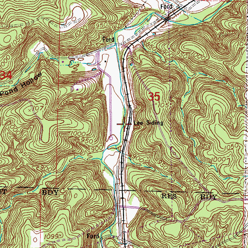 Topographic Map of Lee Siding, MO