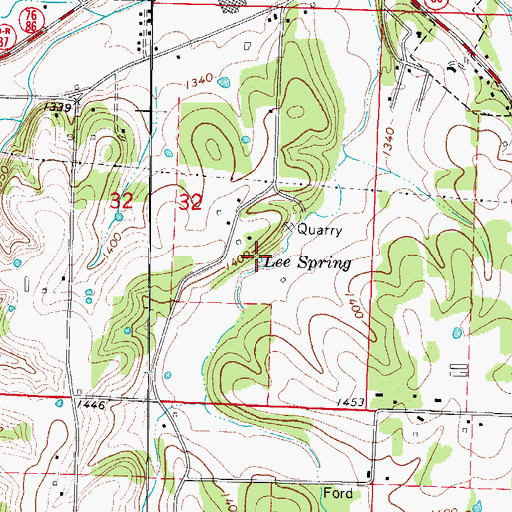 Topographic Map of Lee Spring, MO