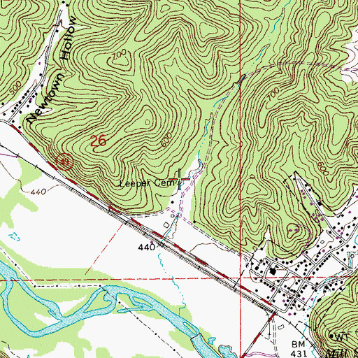 Topographic Map of Leeper Cemetery, MO