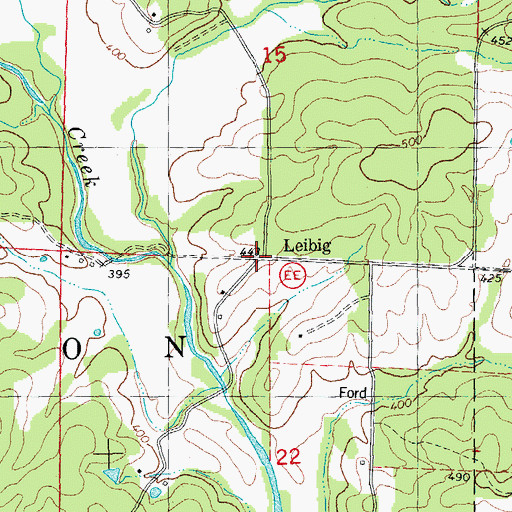 Topographic Map of Leibig, MO