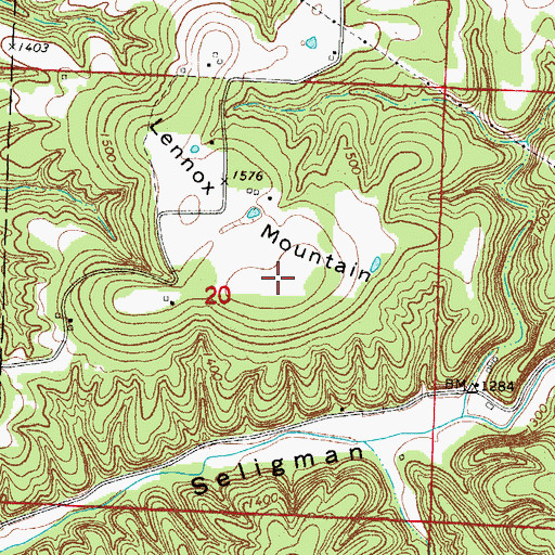 Topographic Map of Lennox Mountain, MO