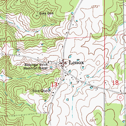 Topographic Map of Lenox, MO