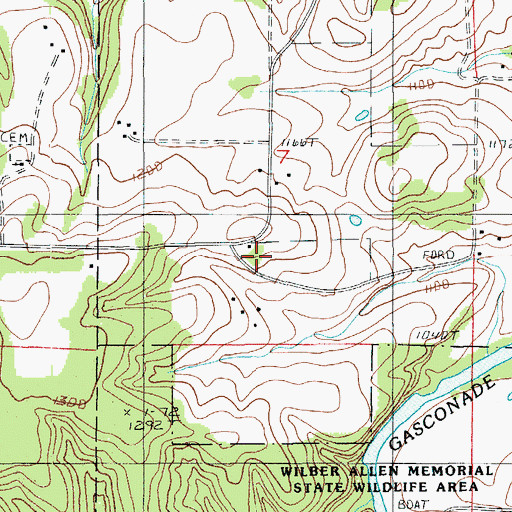 Topographic Map of Liberty Church, MO