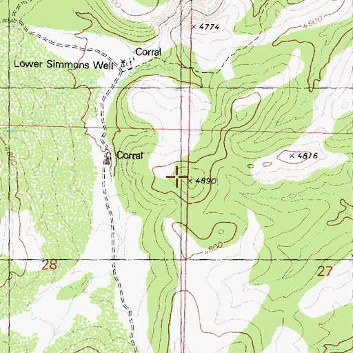 Topographic Map of Lower Simmons Peak, AZ