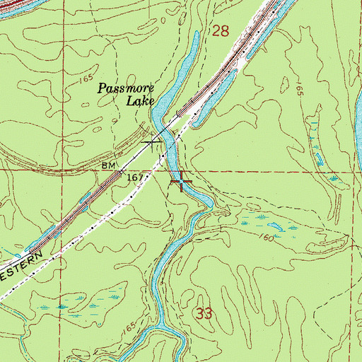 Topographic Map of Passmore Lake, AR