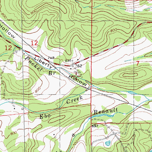 Topographic Map of Liberty Hollow, MO