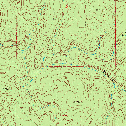 Topographic Map of Lick Branch, MO