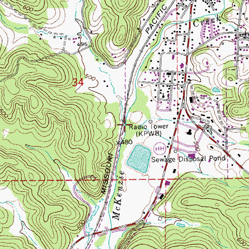 Topographic Map of Lick Branch, MO