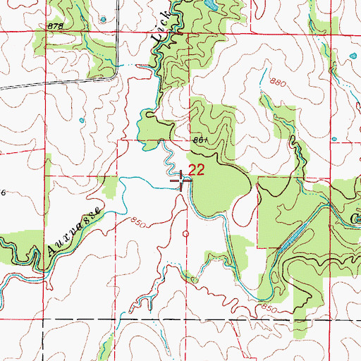 Topographic Map of Lick Branch, MO
