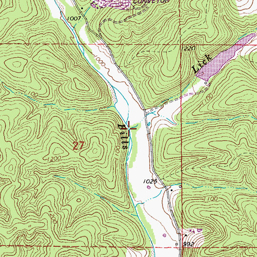 Topographic Map of Lick Creek, MO