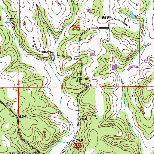 Topographic Map of Lick Creek School, MO