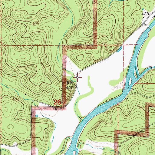Topographic Map of Lick Log Hollow, MO