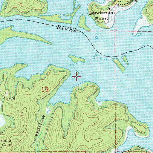 Topographic Map of Lilly Hollow, MO