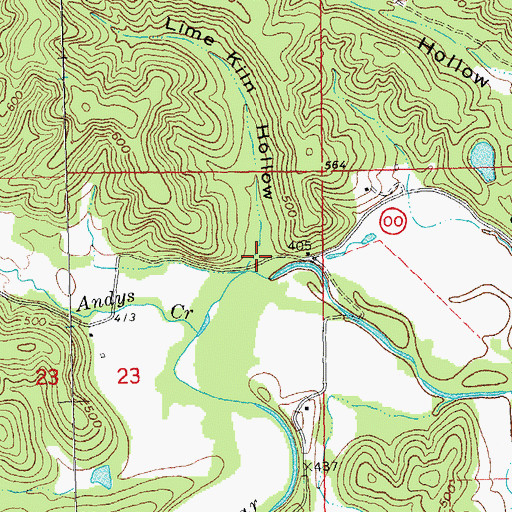 Topographic Map of Lime Kiln Hollow, MO