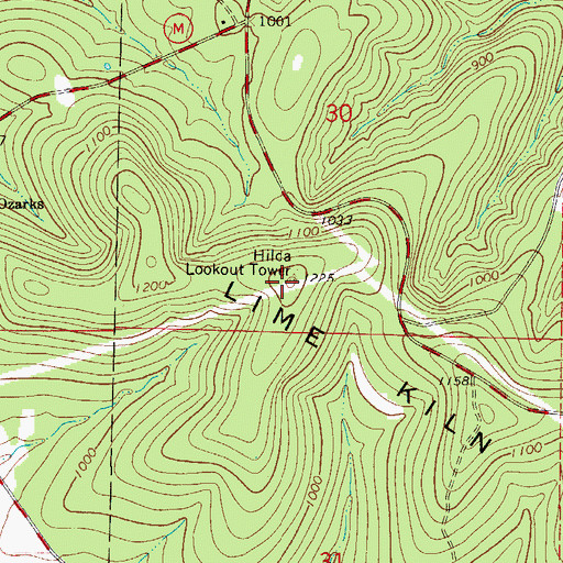 Topographic Map of Lime Kiln Mountain, MO