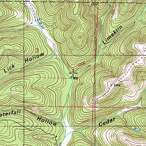 Topographic Map of Limekiln Hollow, MO