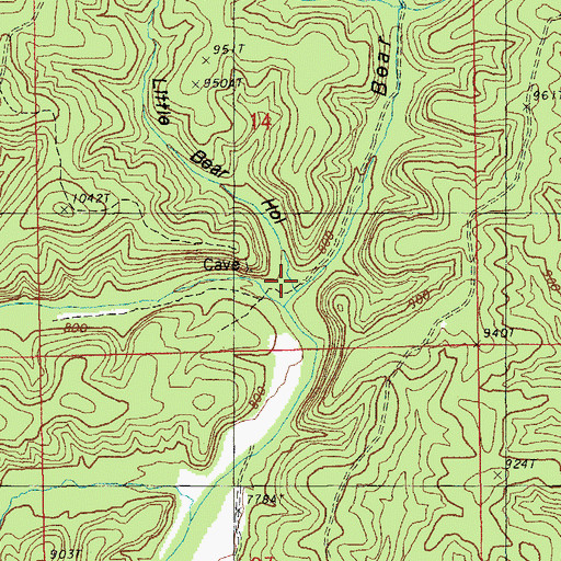 Topographic Map of Little Bear Hollow, MO
