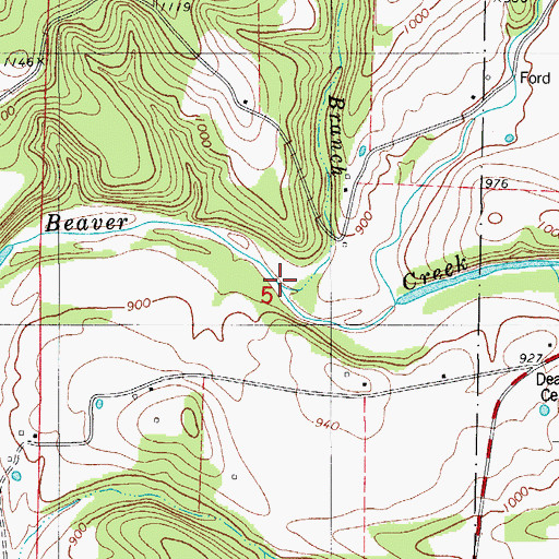 Topographic Map of Little Brown Branch, MO