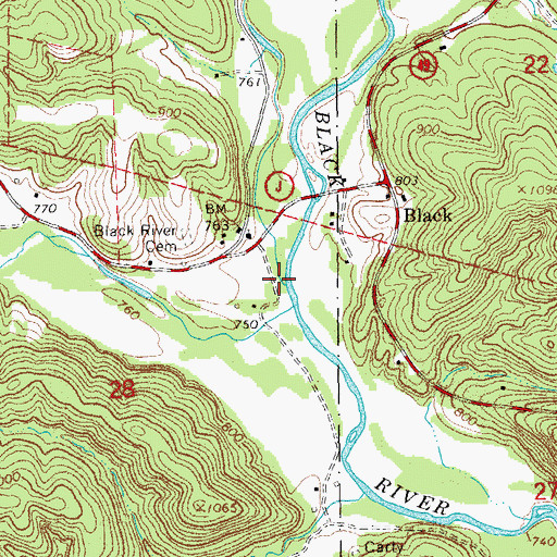 Topographic Map of Little Brushy Creek, MO