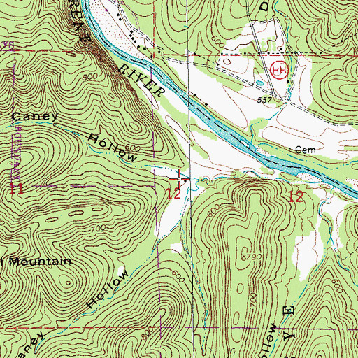 Topographic Map of Little Caney Hollow, MO