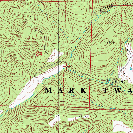 Topographic Map of Little Cedar Creek, MO