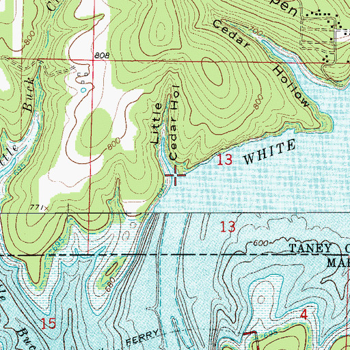 Topographic Map of Little Cedar Hollow, MO
