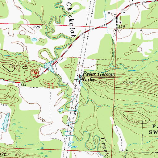 Topographic Map of Peter George Lake, AR